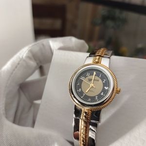 Luxurious Montana Time Cuff Hinged Watch in Silver & Yellow Gold Color MT812G.